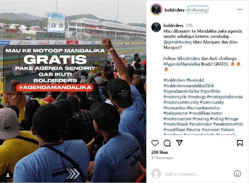 dibayarin ke Mandalika pake agenda sendiri sekaligus ketemu pembalap @gresiniracing Marc Marquez dan Alex Marquez